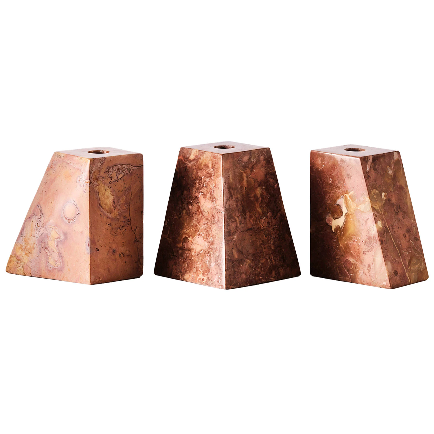 Dusty Deco Pyramid Lysestager 3 Dele e - Fyrfadsstager Marmor R&oslash;d - DD40000030