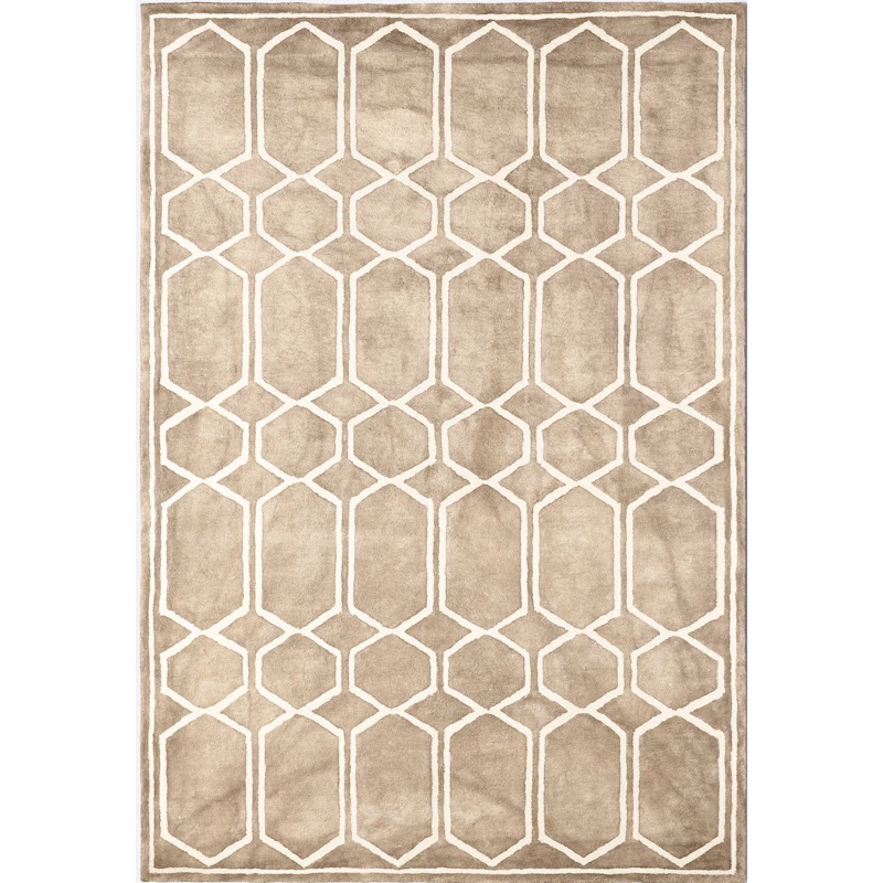 Tie Dye Uldgulvtæppe 250x350 cm, Beige