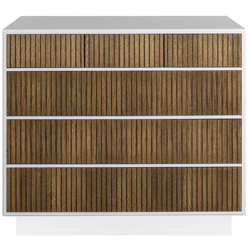 Line Burned Walnut Chest Of Drawers With 6 Drawers, White