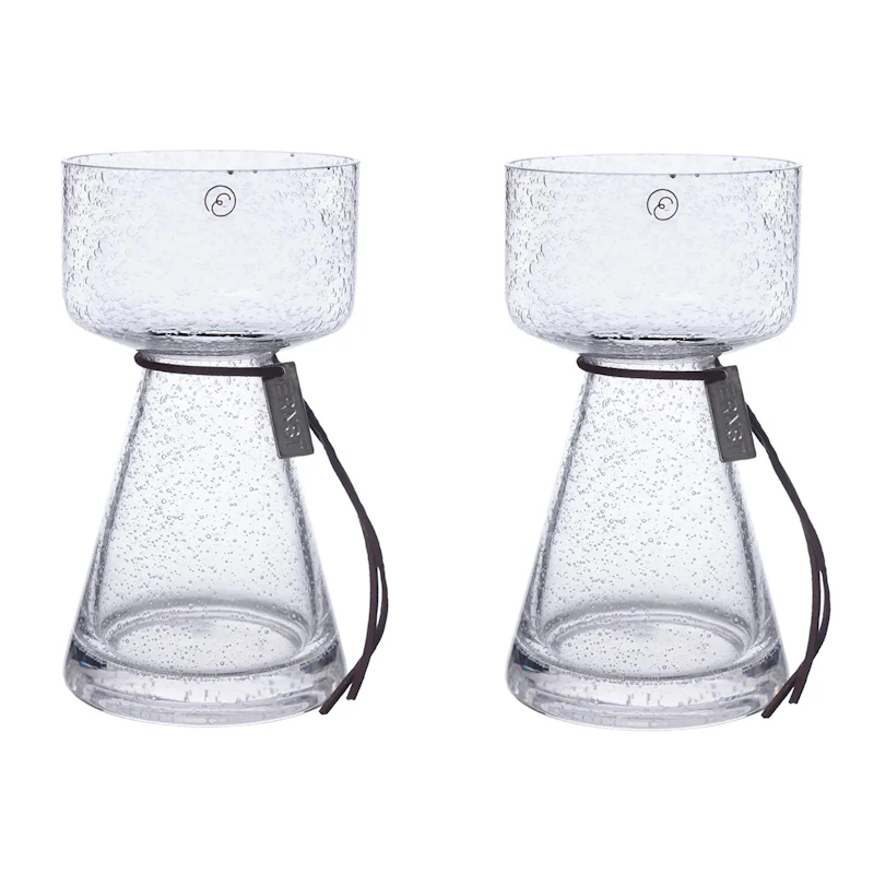 Bulb Vase With Bubbly Glass H15 cm, 2-pack