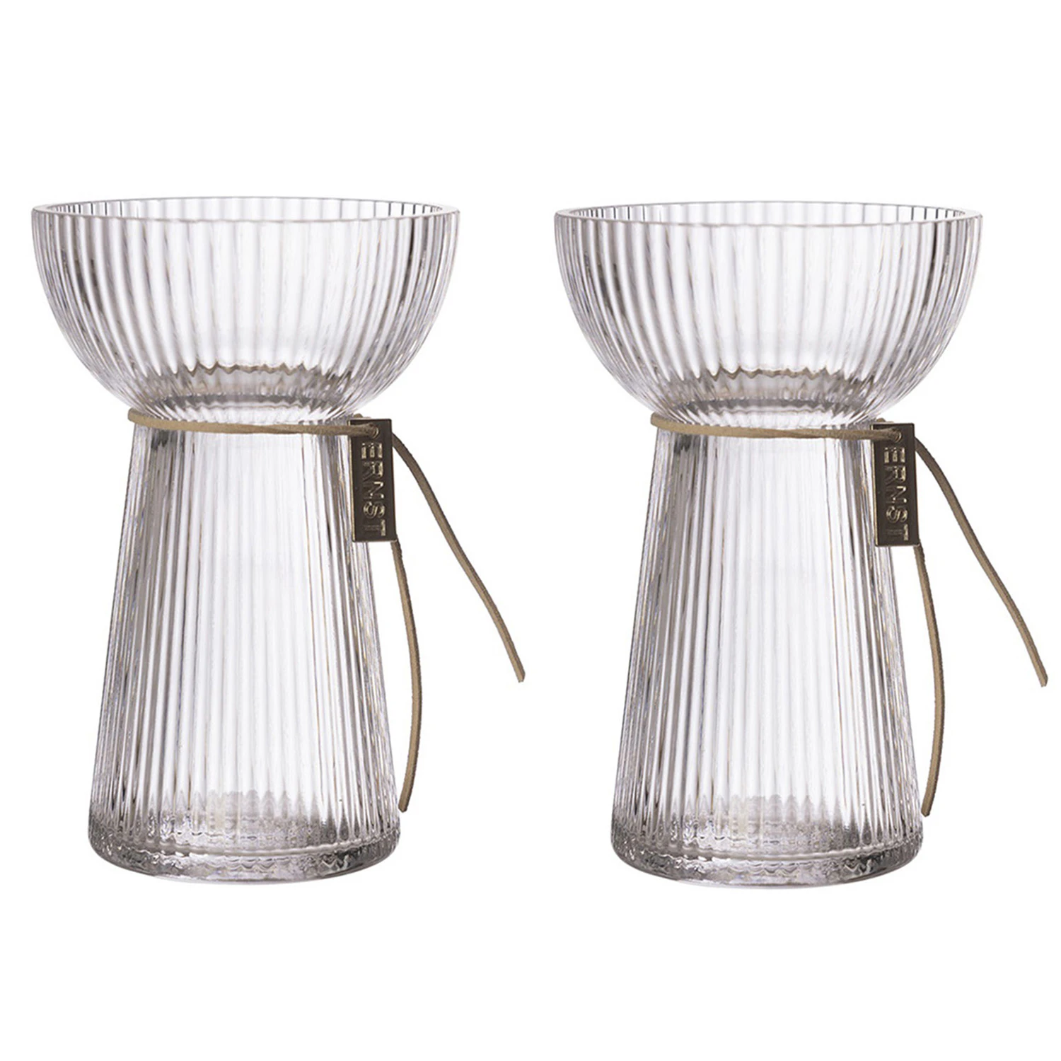 Ernst Bulb Vase With Fluted Structure 15 Cm 2-pack - Vaser Glas Klar - 2X330307