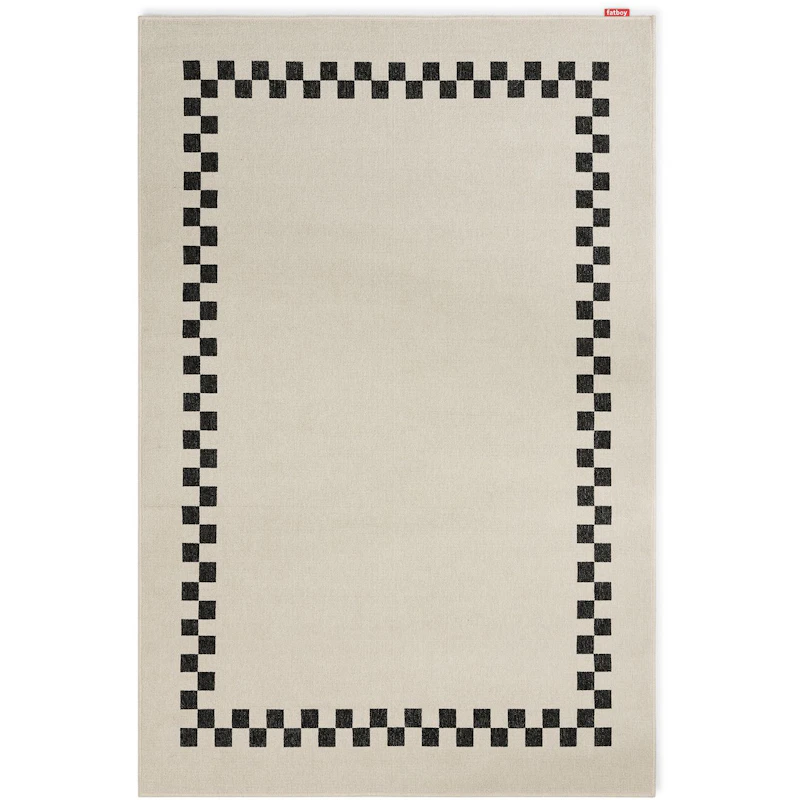Carpretty Petit Check Border Tæppe, Antracitgråt / Creme