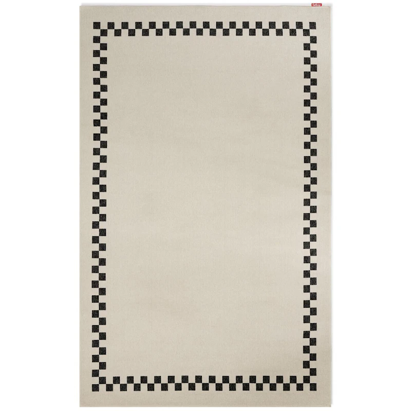 Carpretty Grand Check Border Tæppe, Antracitgråt / Creme