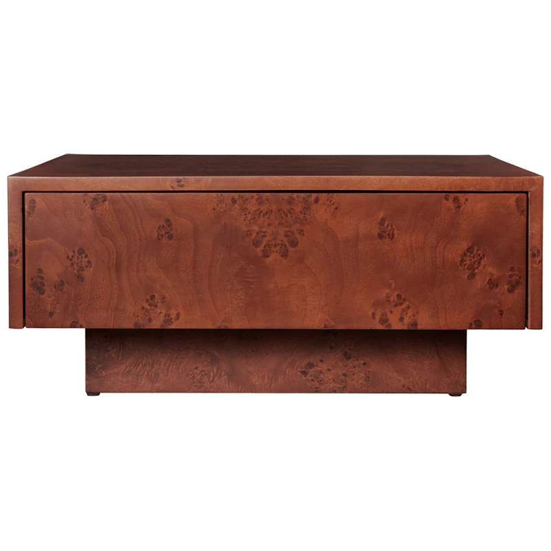 Burl Sofabord Med Opbevaring 70x70 cm, Mørkbejdset Træknude