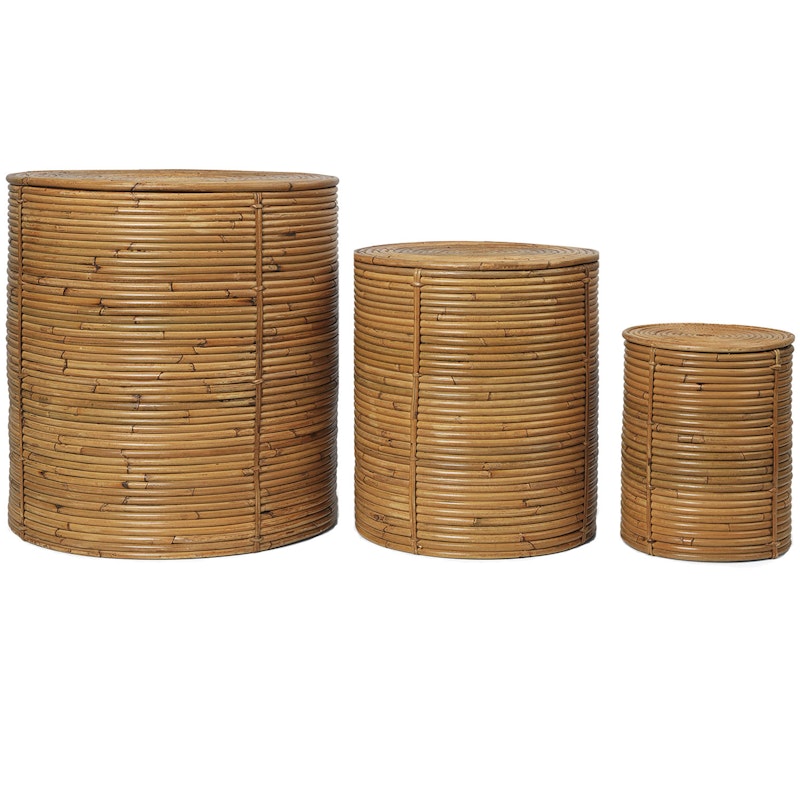 Column Opbevaring, Large: H: 43 x Ø: 40 cm  Medium: H: 34 x Ø: 30 cm  Small: H: 25 x Ø: 20 cm 3-pak, Natural Stained