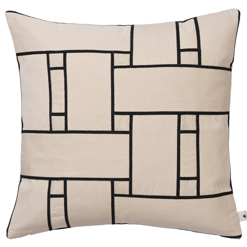 Lattice Offset Pude 50x50 cm, Offwhite/Sort