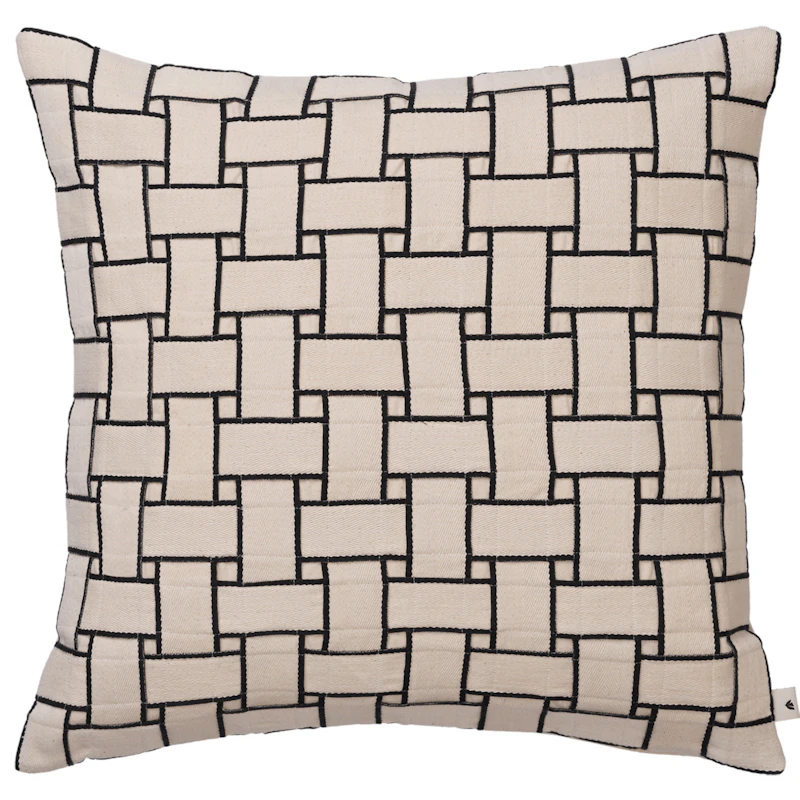 Lattice Pude 50x50 cm, Offwhite/Sort