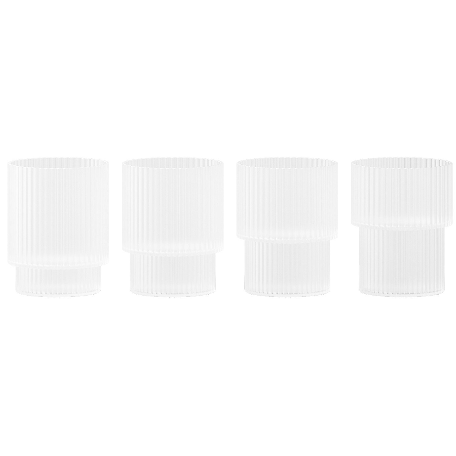 Ferm Living Ripple Glas 4-pak 6 Cl Frosted - Snaps & Avec Mundbl&aelig;st Glas Frostet - 1104269327