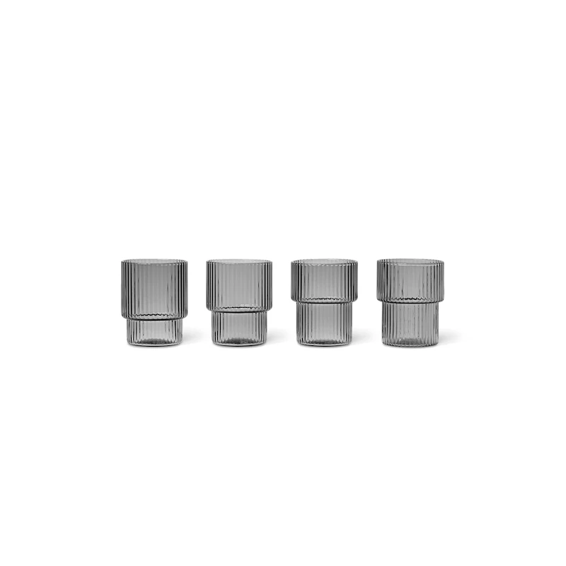 Ripple Glas Small 6 cl 4-pak, Smoked Grey