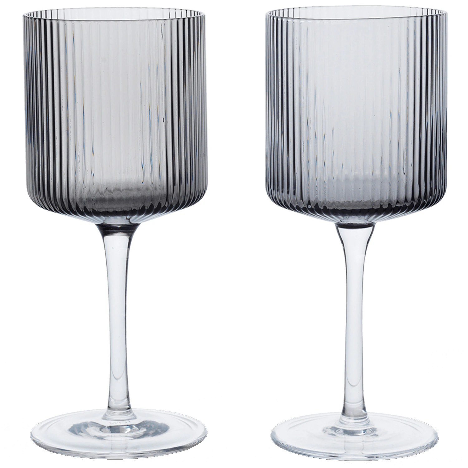 Ferm Living Ripple Hvidvins 2-pak Smoked Grey - Vinglas Glas R&oslash;ggr&aring; - 1104270096