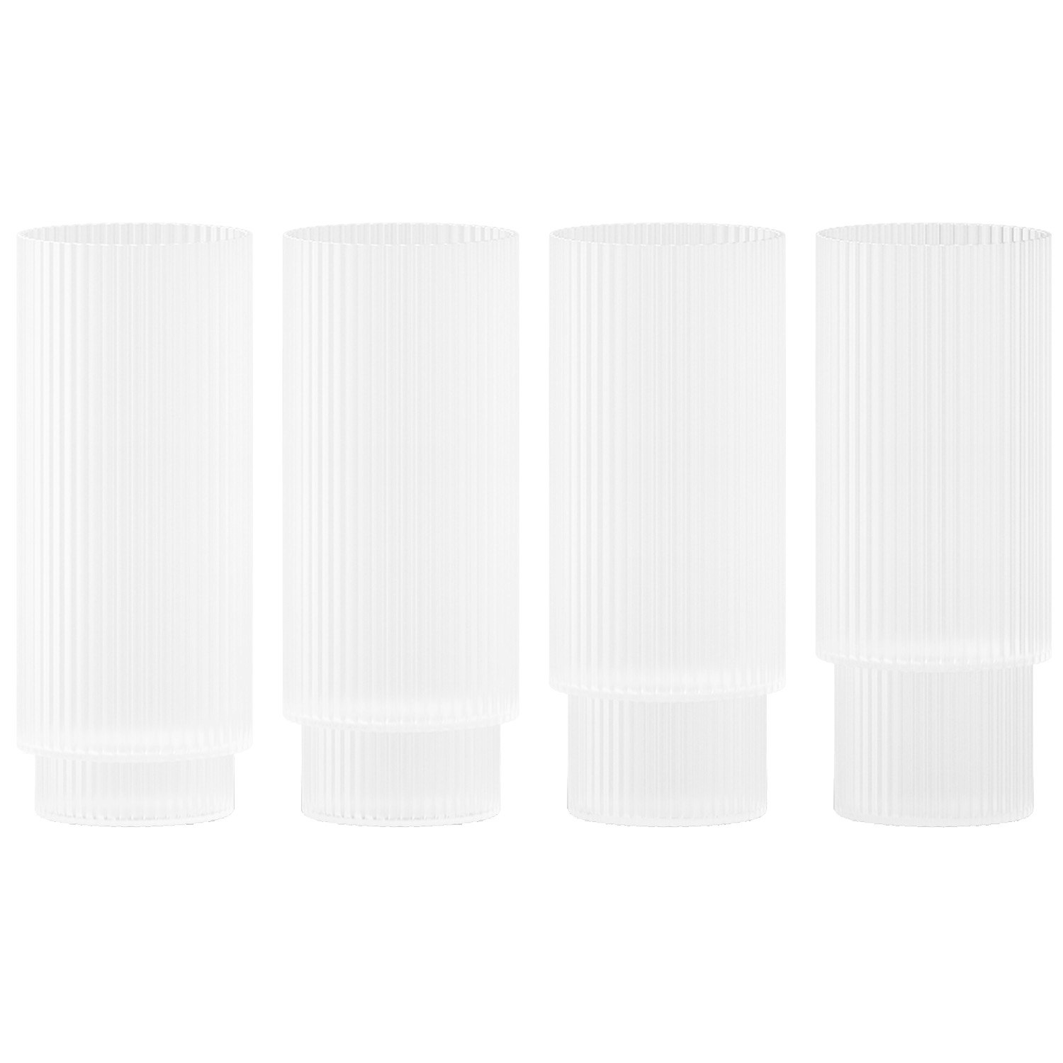 Ferm Living Ripple Longdrink Glas 4-pak Frosted - Highball & Longdrink Mundbl&aelig;st Glas Frostet - 1104269323