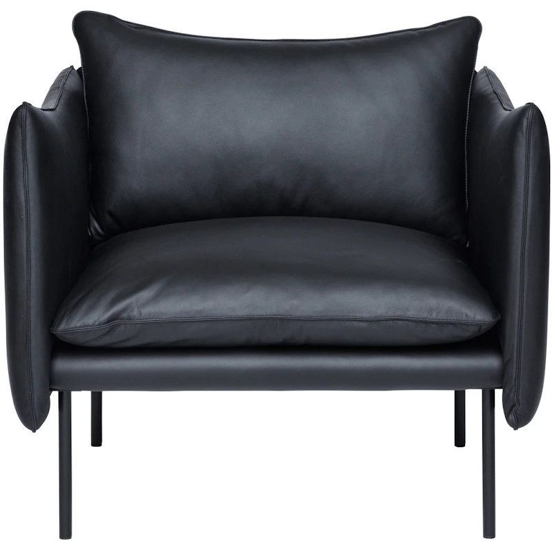 Tiki Lænestol L W:86 cm, Sorte Ben / Læder Elmosoft Sort