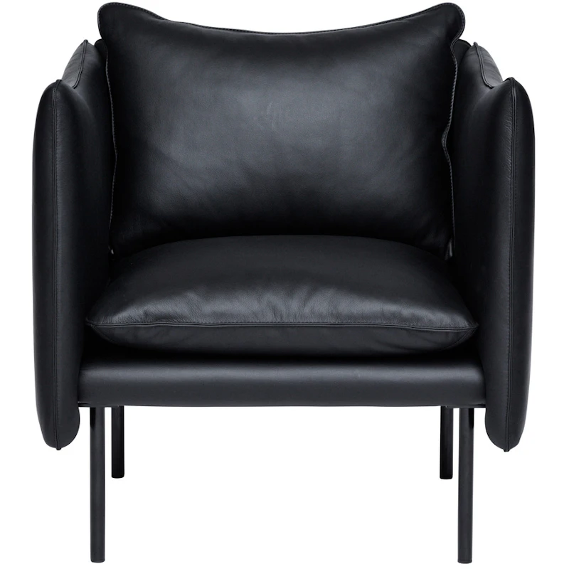 Tiki Lænestol S W:70 cm, Sorte Ben / Læder Elmosoft Sort