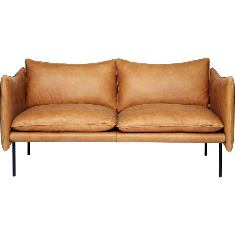 Tiki Sofa 2-Pers, Sorte Ben / Læder Vintage Cognac