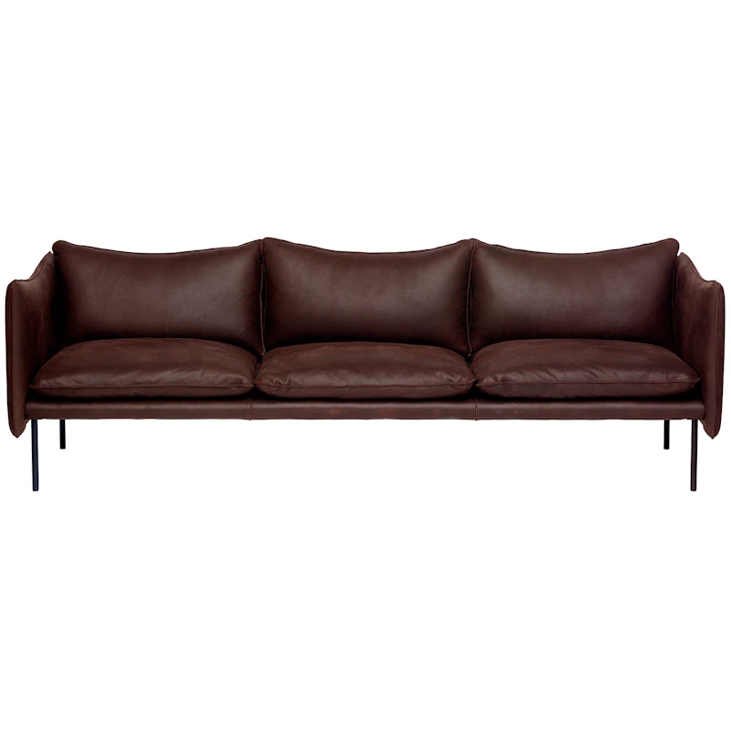 Tiki Sofa 3-Seater, Black Legs / Vintage Dark Chocolate