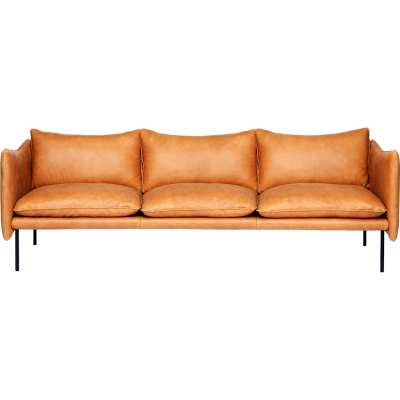 Tiki Sofa 3-Pers, Sorte Ben / Læder Vintage Cognac