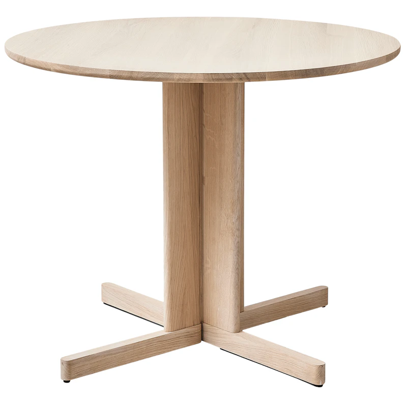 Trefoil Bord 90 cm, Hvidolieret Eg