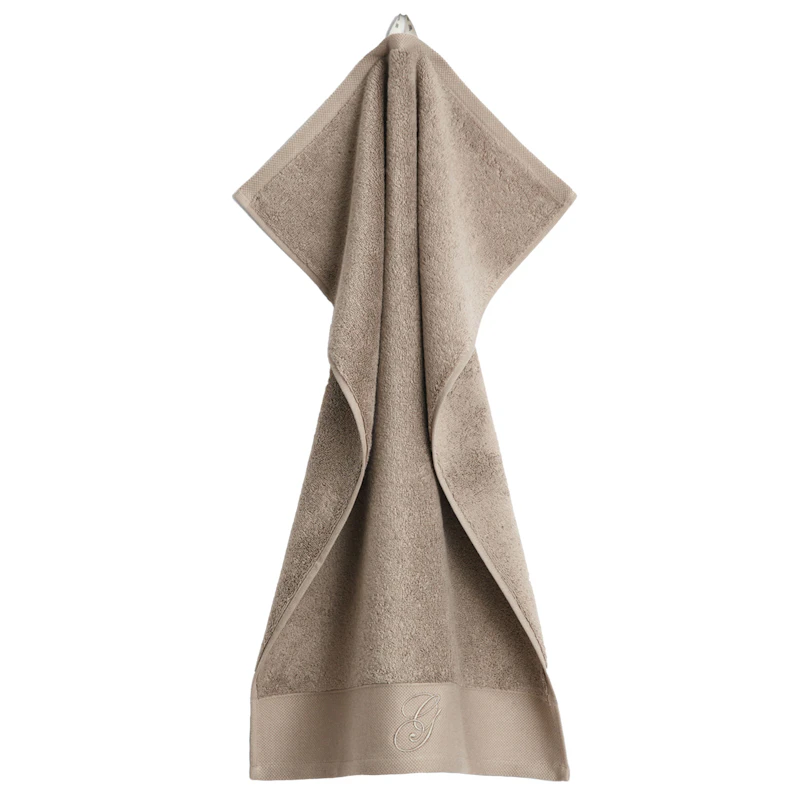 Embroidery Håndklæde 30x50 cm, Taupe Beige