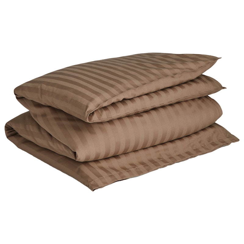 Sateen Stripes Dynebetræk 150x210 cm, Taupe Beige