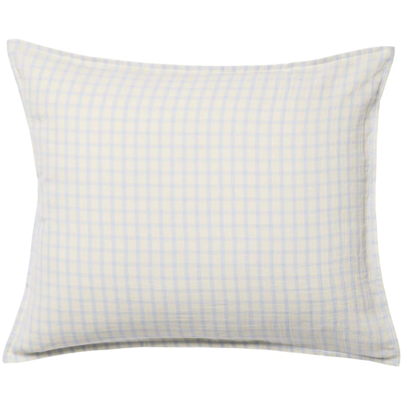 Gingham Sky Blue Muslin Pillowcase, 50x60 cm