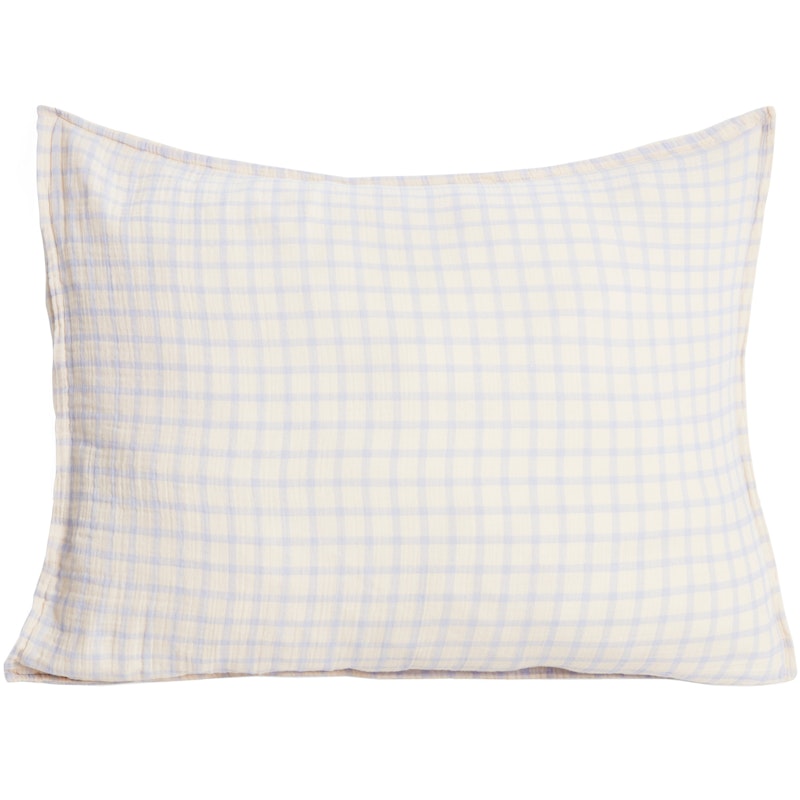 Gingham Sky Blue Muslin Pudebetræk, 50x70 cm