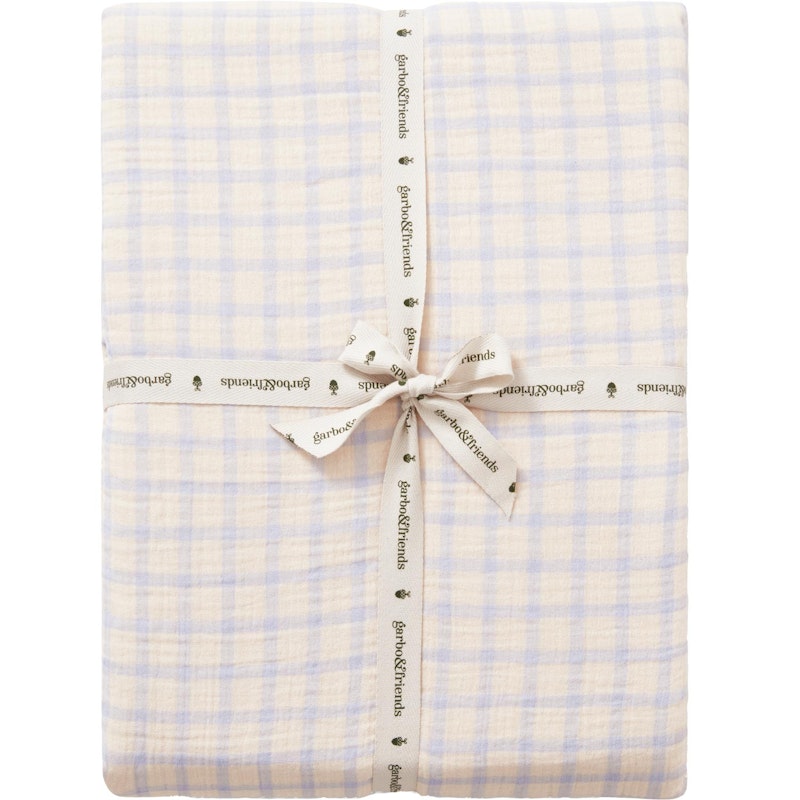 Gingham Sky Blue Muslin Stræklagen Junior, 70x140 cm
