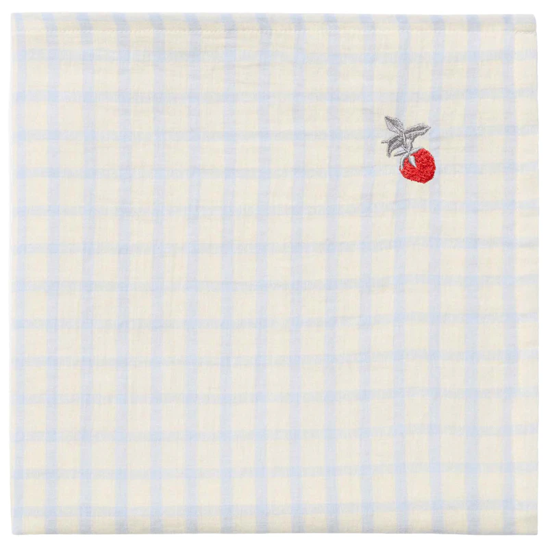 Gingham Sky Blue Muslin Babysvøb, 110x110 cm