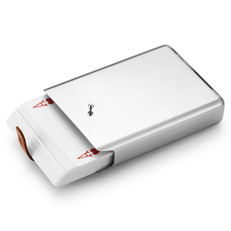 Sky Kortspil med Beholder, Rustfrit Stål / Læder