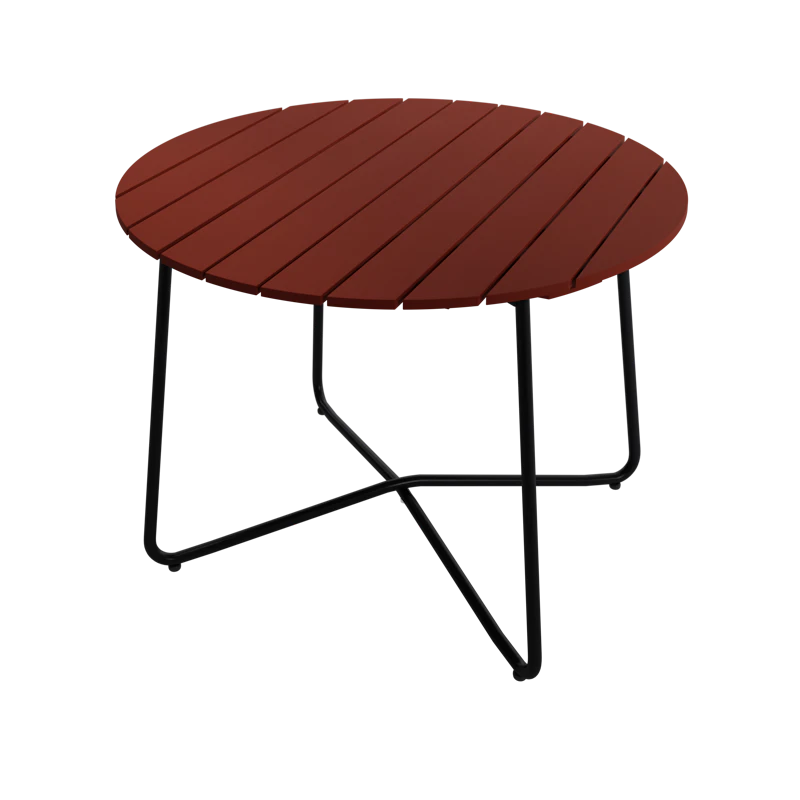 9A Bord Ø100 cm, Mørkerødt / Sort