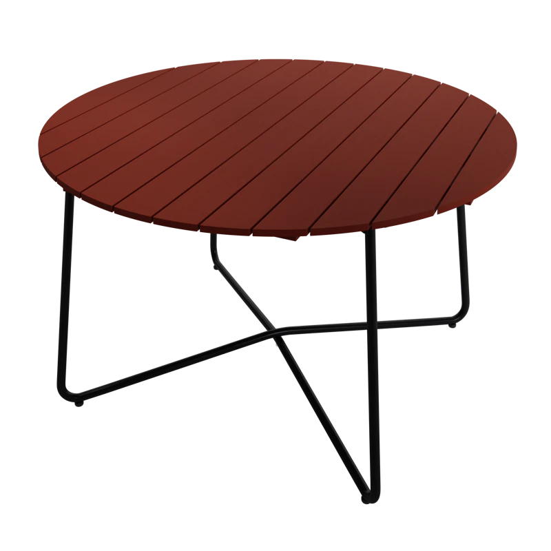 9A Bord Ø120 cm, Mørkerødt / Sort