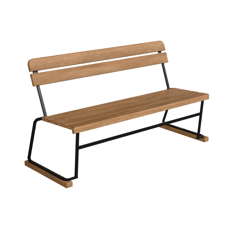Sofa 3 140 cm, Teak / Sort Stål