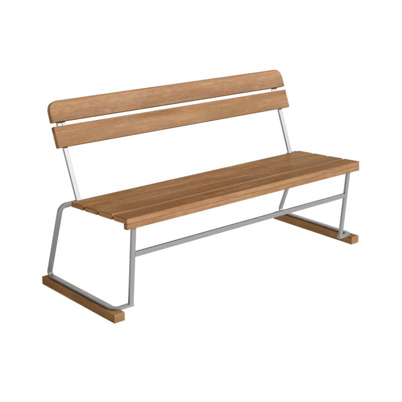 Sofa 3 140 cm, Teak / Varmgalvaniseret Stål