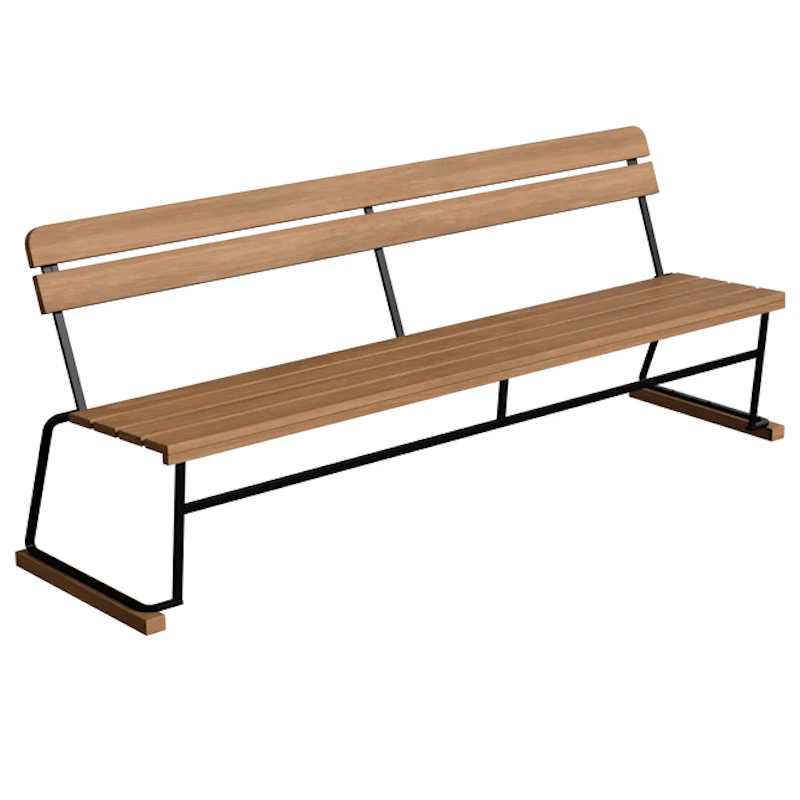 Sofa 5 204 cm, Teak / Sort Stål