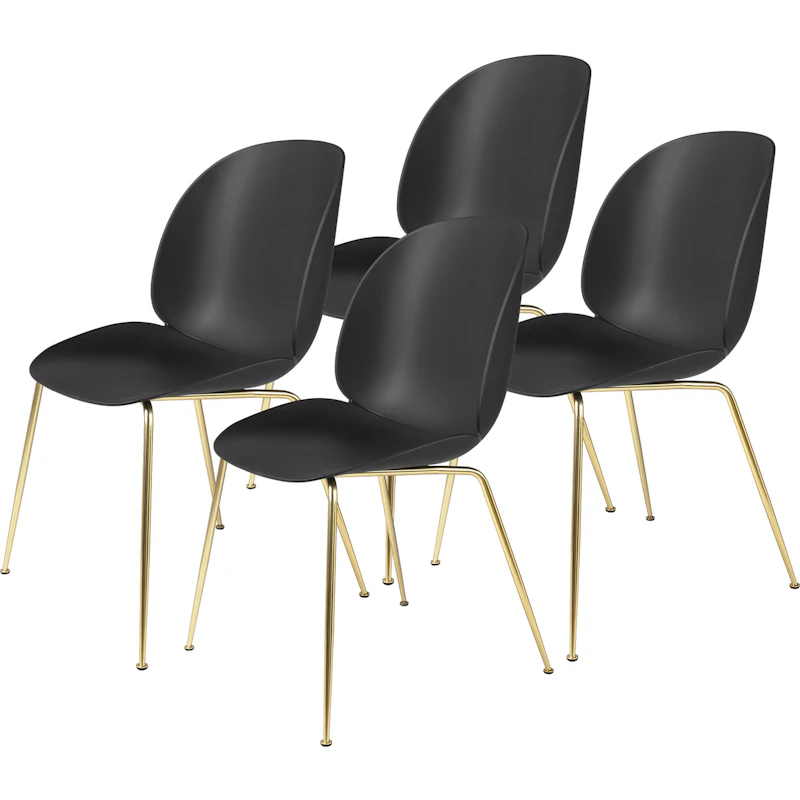 Beetle Stol Upolstret 4-pak Conic Base Brass, Black