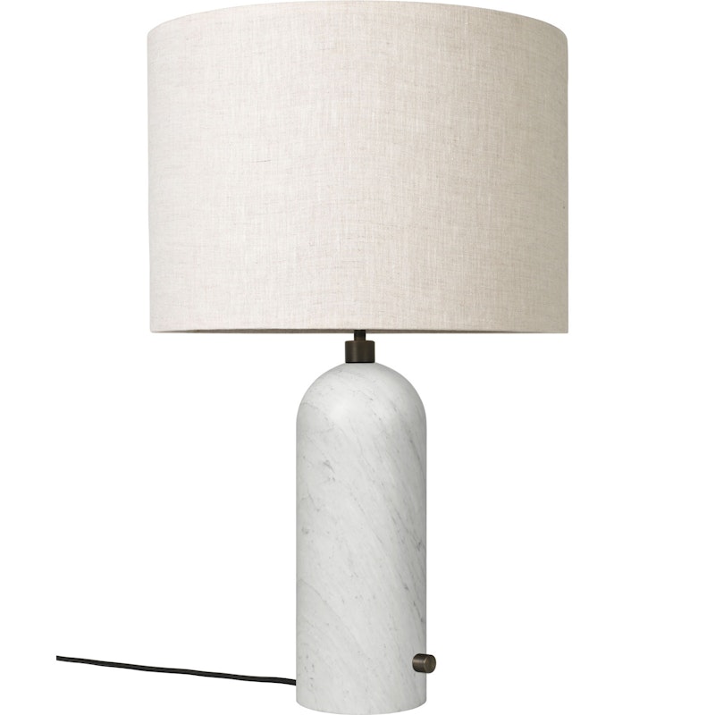 Gravity Bordlampe Stor, Hvid Marmor / Canvas