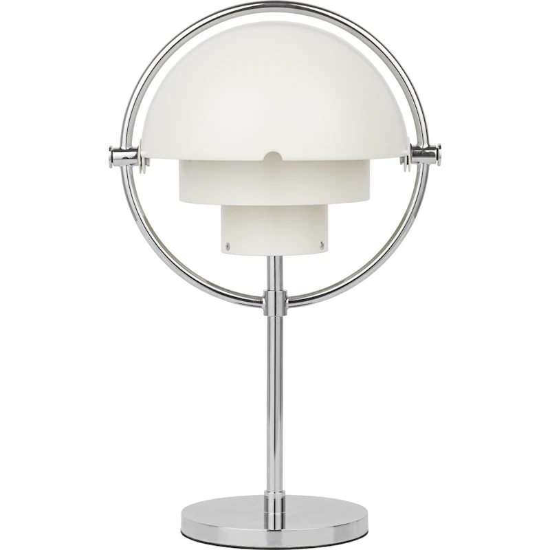 Multi-Lite Bordlampe Bærbar, Krom / Hvid Halvmat