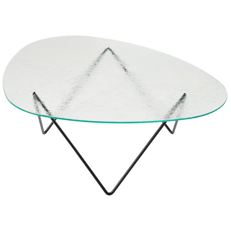 Pedrera Sofabord Tekstureret Glas, Klart / Sort
