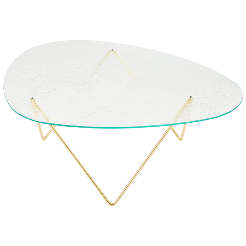 Pedrera Sofabord Tekstureret Glas, Klart / Messing