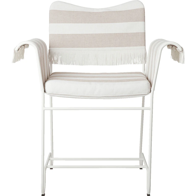 Tropique Spisebordsstol med Frynse, Classic White Semi Matt / Leslie Stripe 40