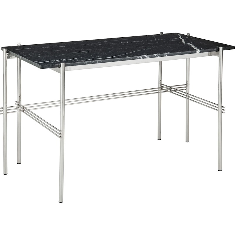 TS Skrivebord 60x120 cm, Poleret Stål / Sort Marquinamarmor