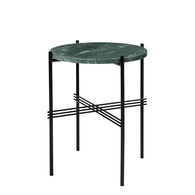 TS Sidebord 40 cm, Sort / Grønt Guatemalamarmor