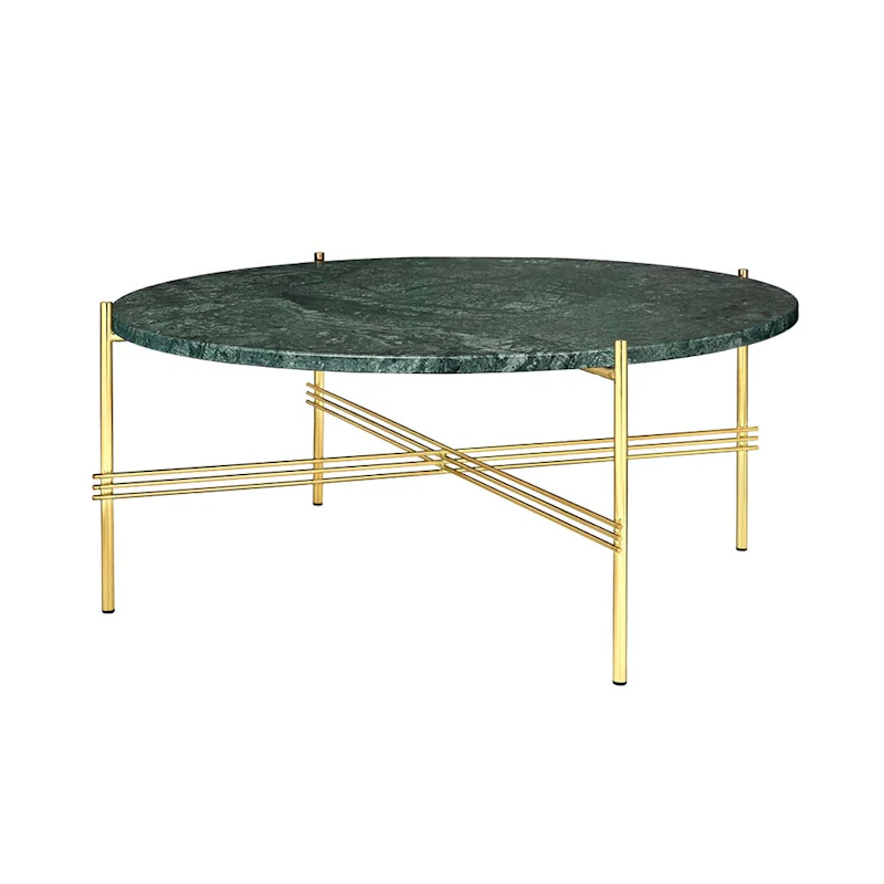 TS Sofabord 80 cm, Messing / Grønt Guatemalamarmor