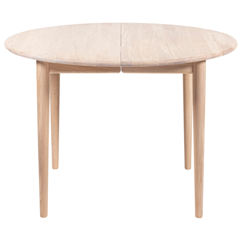 893 Spisebord Forlængelig Ø120 cm, Hvidolieret Eg