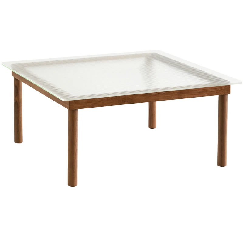Kofi sofabord valnød / riflet glas, 80x80 cm