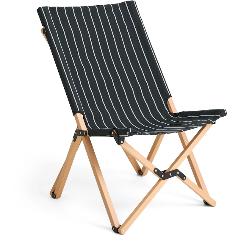 Outdoor Market Folding Chair, Black With Beige Stripe