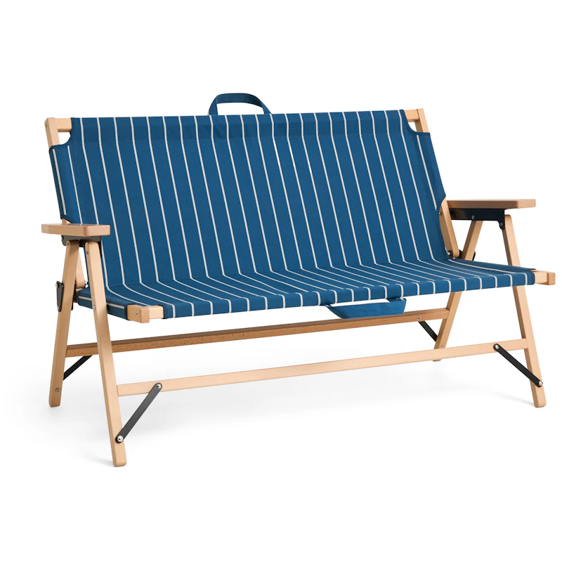 Outdoor Market Folding Sofa, Blue With Beige Stripe
