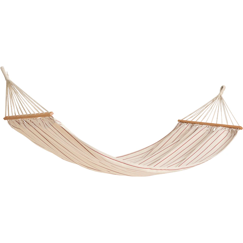 Outdoor Market Hammock, Beige With Red Stripe