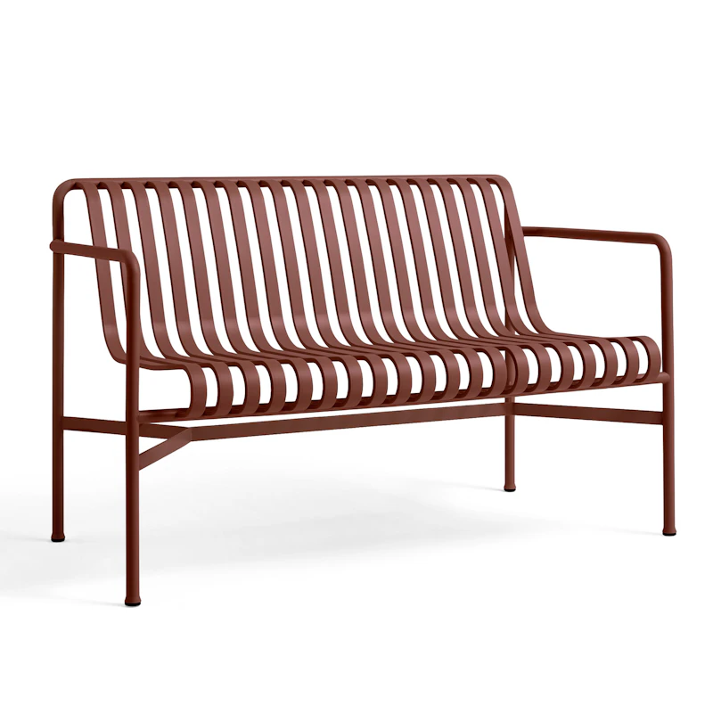 Palissade Bænk Enkelt, stilrent design med glatte, bølgende linjer som ældes smukt, Fremstillet af slidstærkt, vejrbestandigt stål med en beskyttende udendørs grunder perfekt til gårdhaven eller terrassen, Vinrød