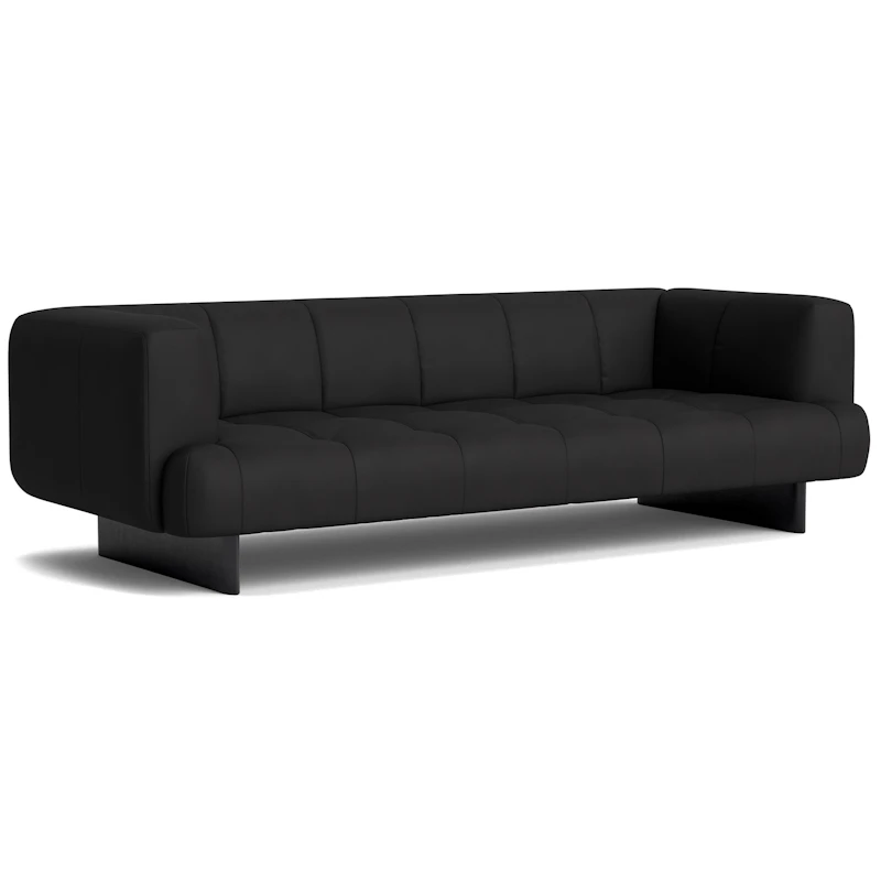 Quilton Lift 3-Personers Sofa, Sense Læder Sort / Sort Eg