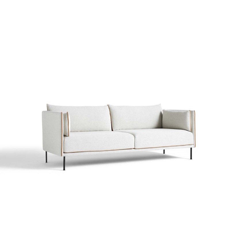 Silhouette Sofa 3 Seater, Coda 100/Cognac Piping/Steel